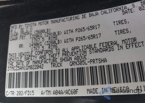 2016 Toyota Tacoma Trd Sport из США, поврежденный, VIN 3TMCZ5AN1GM022042